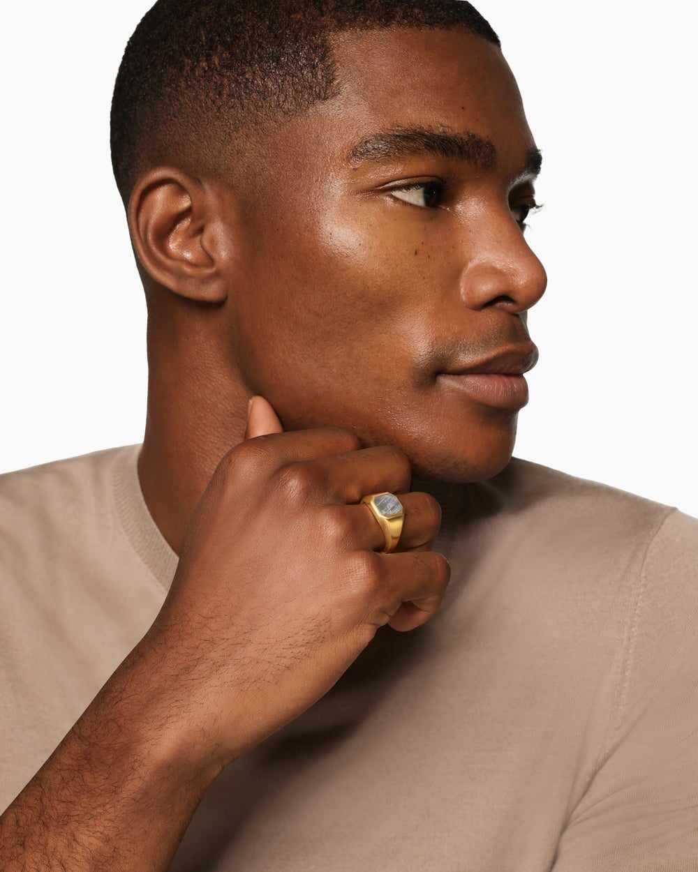 Chevalière Streamline en or jaune 18 carats, 14 mm hommes