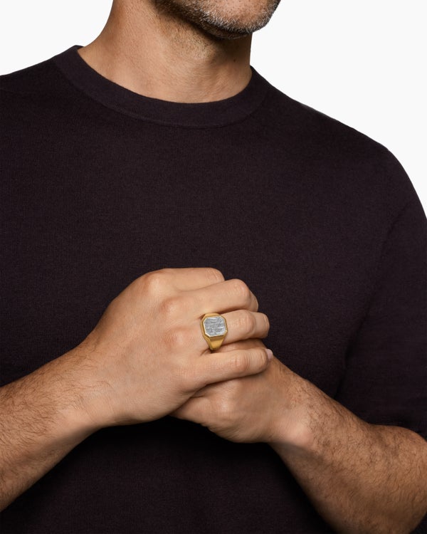 Bague chevalière Streamline en or jaune 18 carats, 14 mm