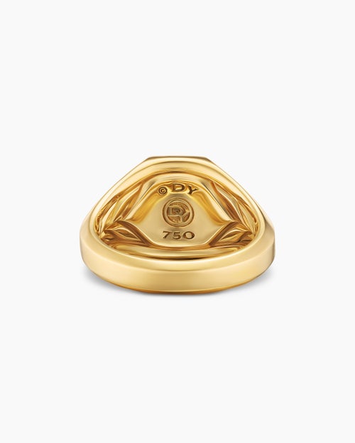 Mens Streamline Signet Ring in 18K Yellow Gold, 14mm