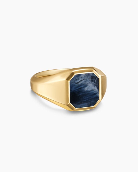 Streamline® Signet Ring in 18K Yellow Gold with Pietersite, 14mm