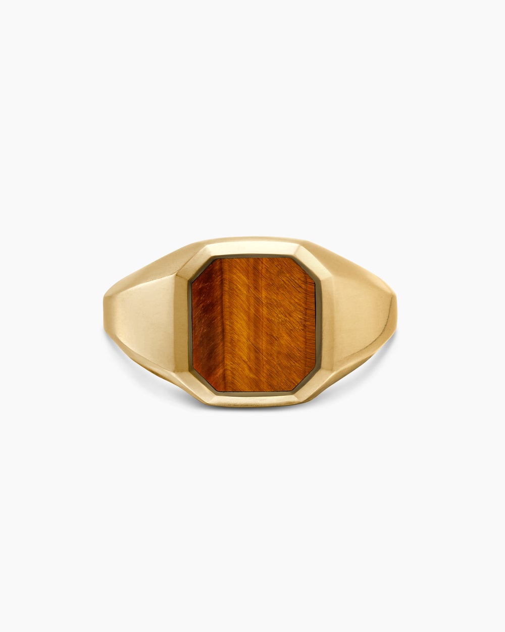 Mens Streamline Signet Ring in 18ct Yellow Gold, 14mm