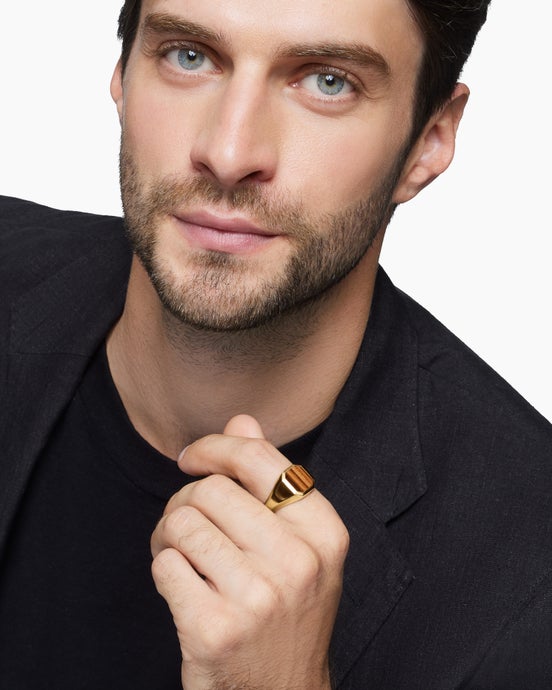 Streamline® Signet Ring in 18K Yellow Gold with Tiger’s Eye, 14mm