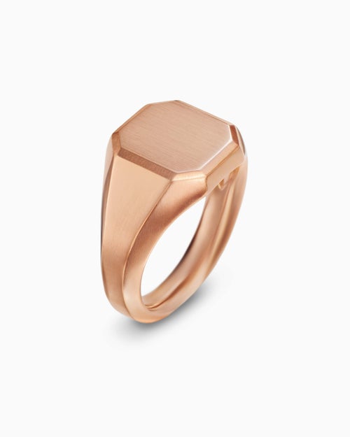 Mens Streamline® Signet Ring in 18K Rose Gold, 14mm