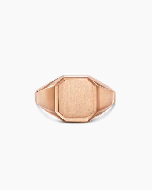 Mens Streamline® Signet Ring in 18K Rose Gold, 14mm