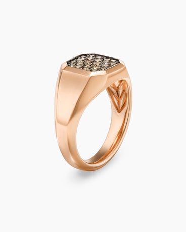 Streamline® Signet Ring in 18K Rose Gold with Cognac Diamonds, 14mm
