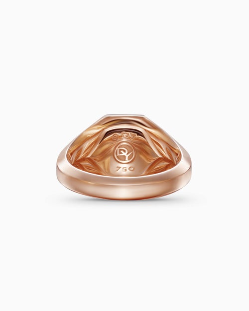 Mens Streamline® Signet Ring in 18K Rose Gold with Cognac Diamonds, 14mm