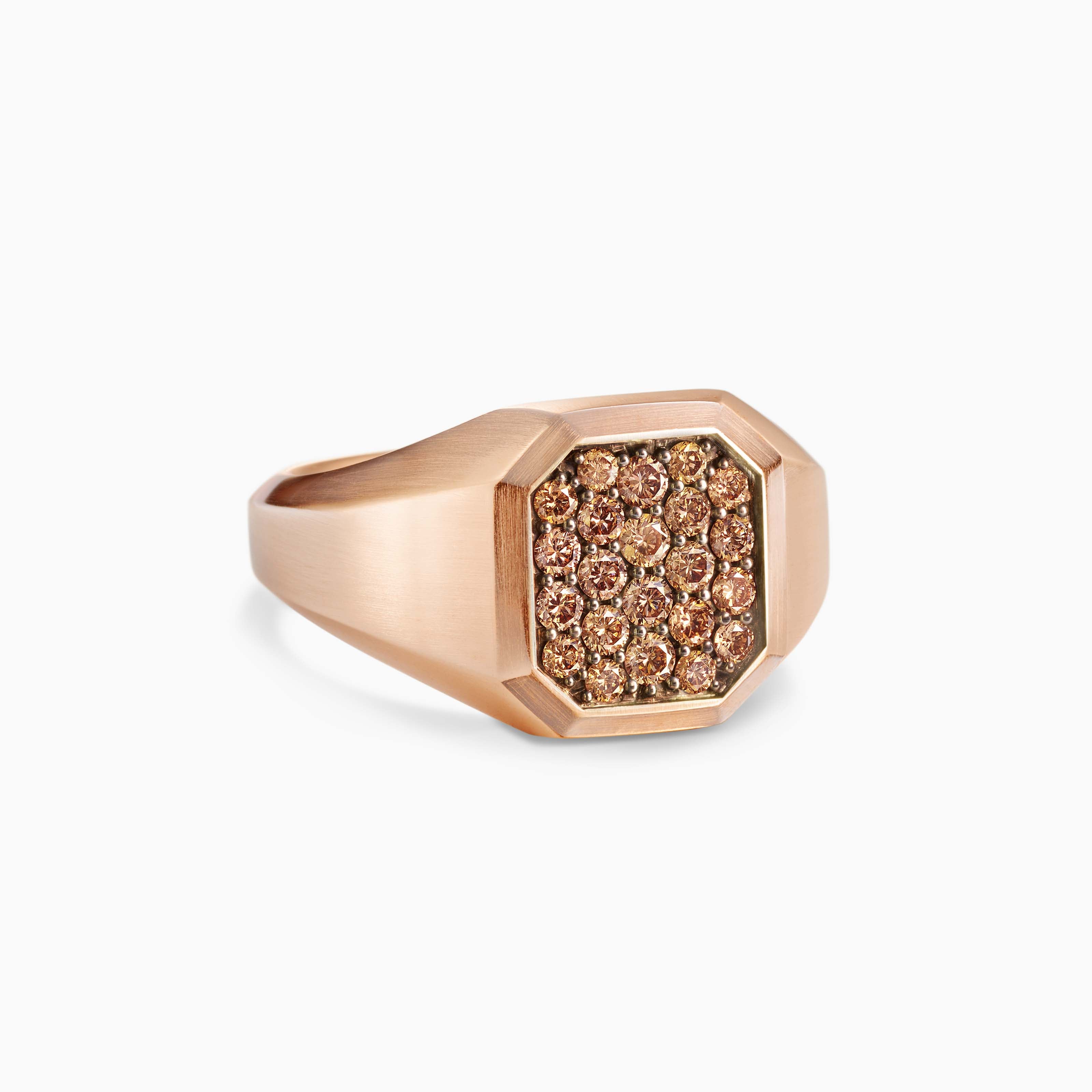 Mens Streamline Signet Ring in 18K Rose Gold, 14mm
