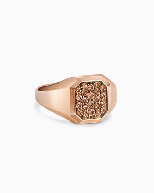 Bague chevalière Streamline en or rose 18 carats, 14 mm hommes