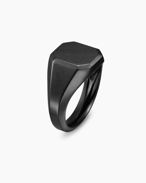 Mens Streamline® Signet Ring in Black Titanium, 14mm