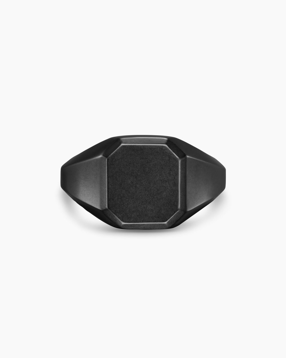 Mens Streamline Signet Ring in Black Titanium, 14mm
