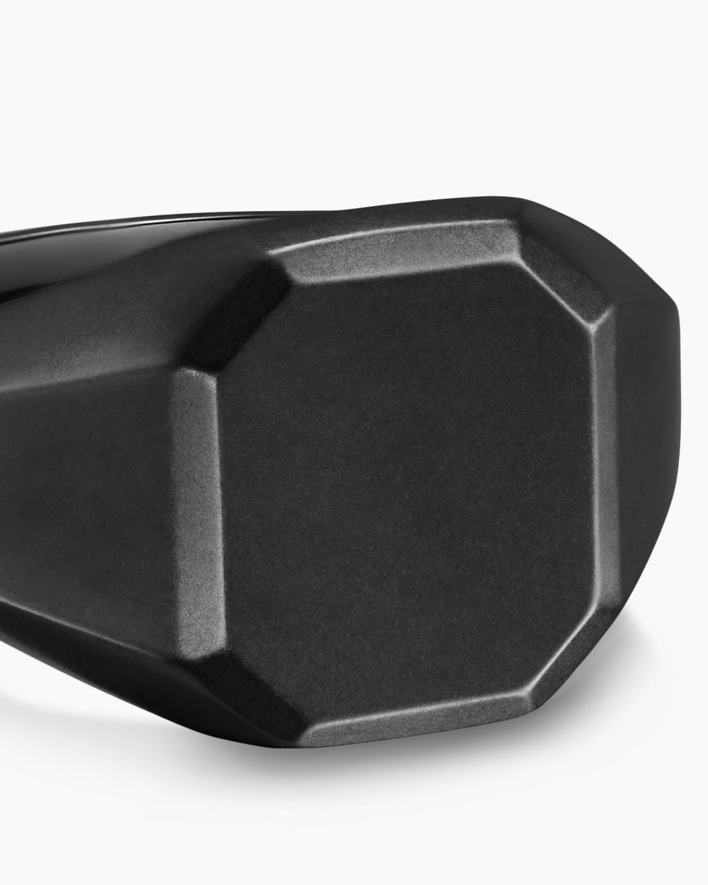 Mens Streamline Signet Ring in Black Titanium, 14mm