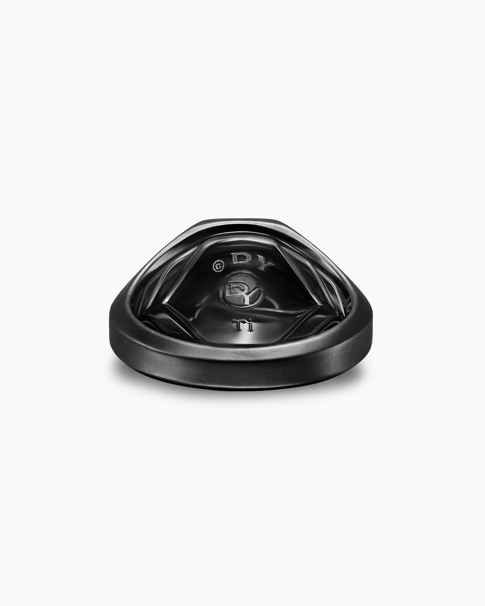Mens Streamline Signet Ring in Black Titanium, 14mm