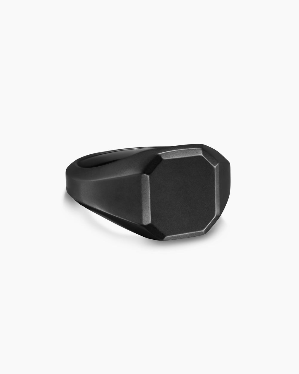 Mens Streamline Signet Ring in Black Titanium, 14mm