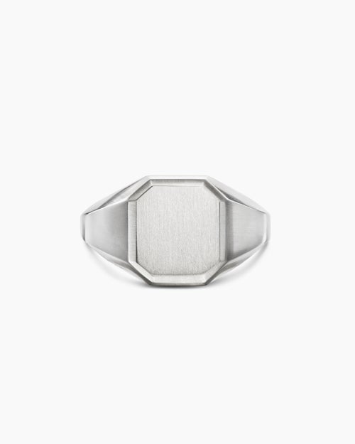 Mens Streamline® Signet Ring in Platinum, 14mm