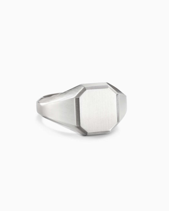 Bague chevalière Streamline® en platine, 14 mm