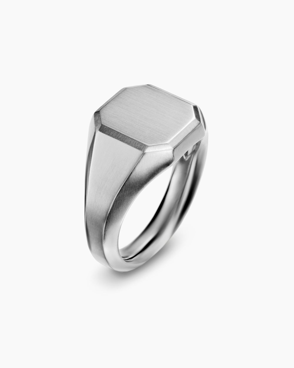 Mens Streamline Signet Ring in Sterling Silver, 14mm