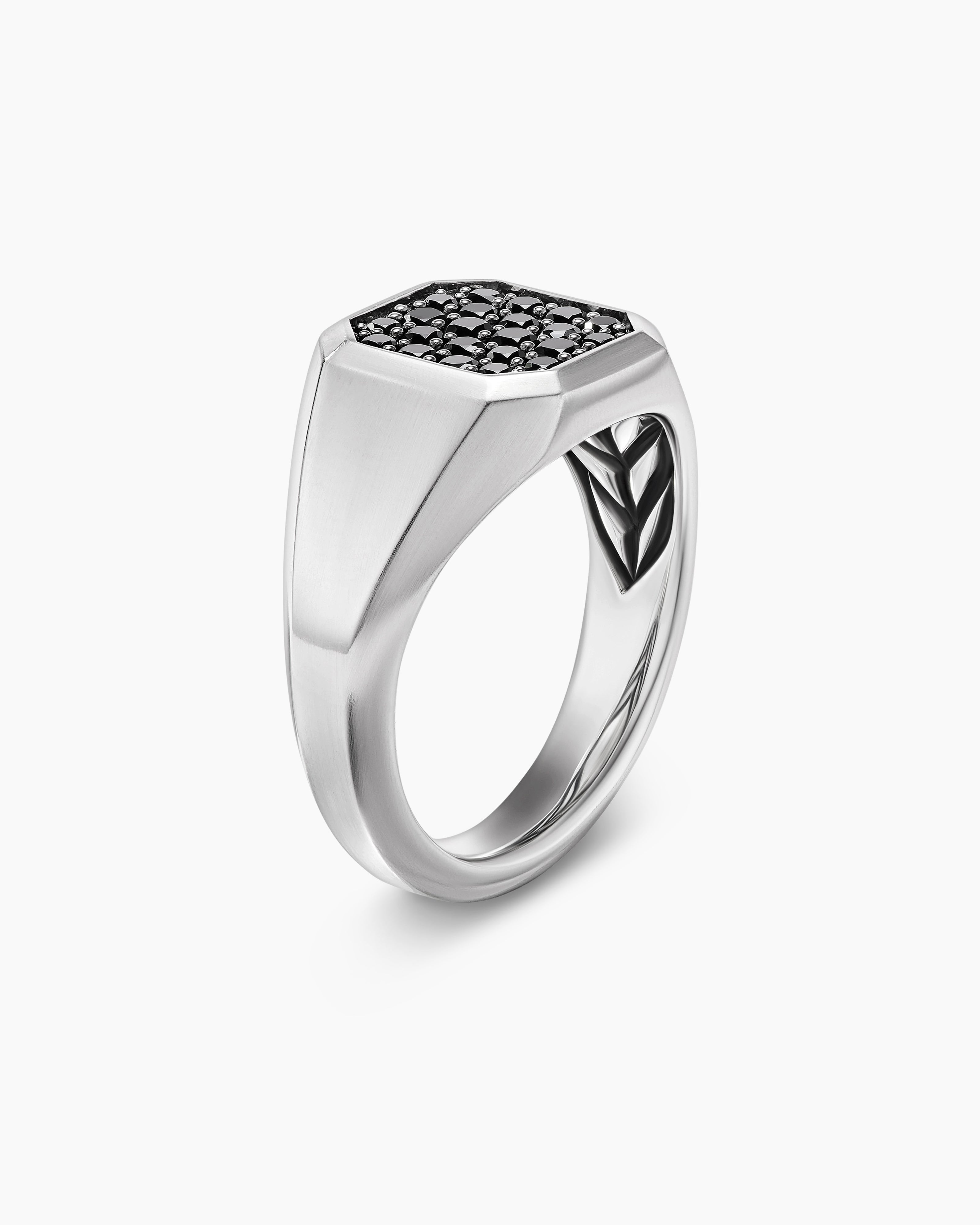 Streamline® Signet Ring in Sterling Silver with Black Diamonds, 14mm