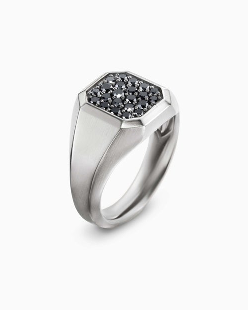 Mens Streamline Signet Ring in Sterling Silver, 14mm