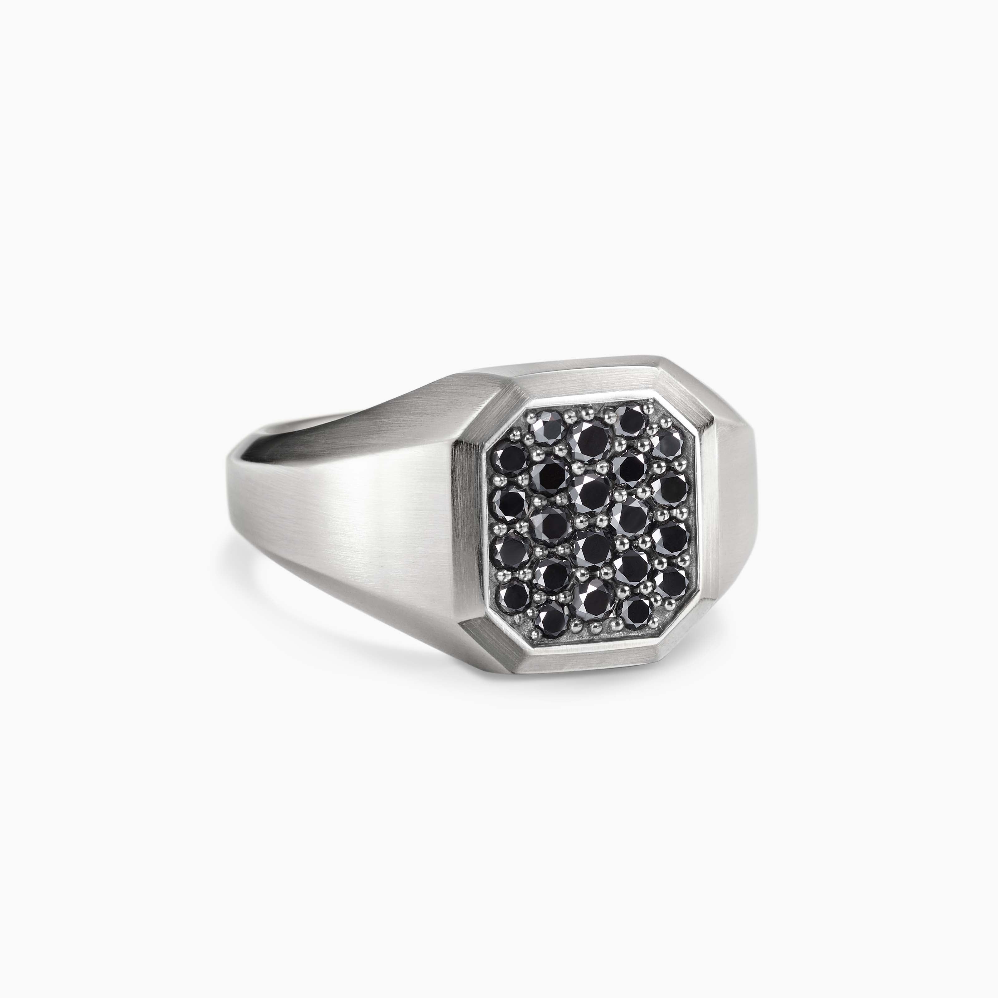 Mens Streamline Signet Ring in Sterling Silver, 14mm
