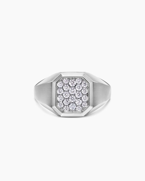 Mens Streamline Signet Ring in Sterling Silver, 14mm