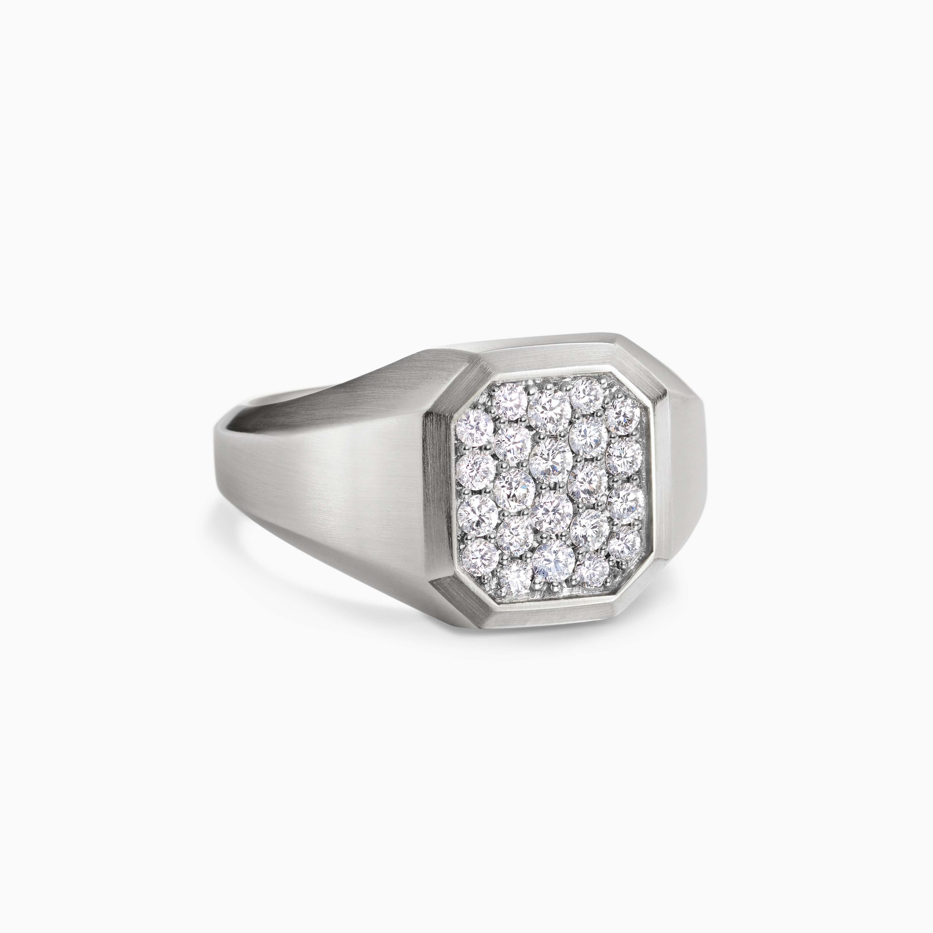 Mens Streamline Signet Ring in Sterling Silver, 14mm