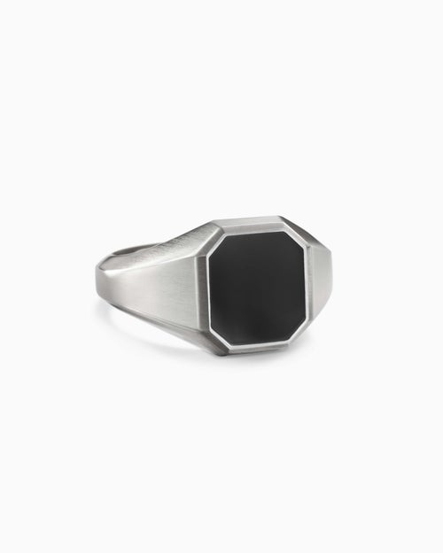 Mens Streamline Signet Ring in Sterling Silver, 14mm
