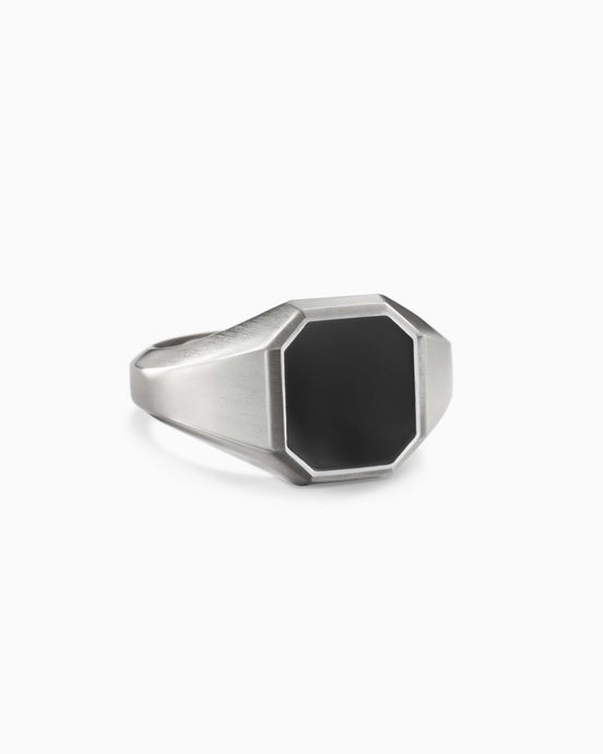 Streamline® Signet Ring in Sterling Silver with Black Onyx, 14mm