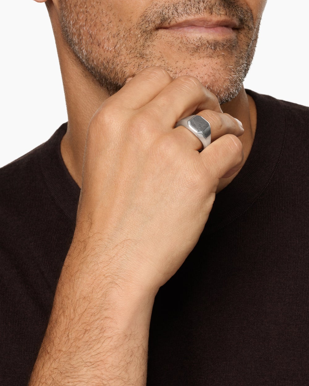 Mens Streamline Signet Ring in Sterling Silver, 14mm