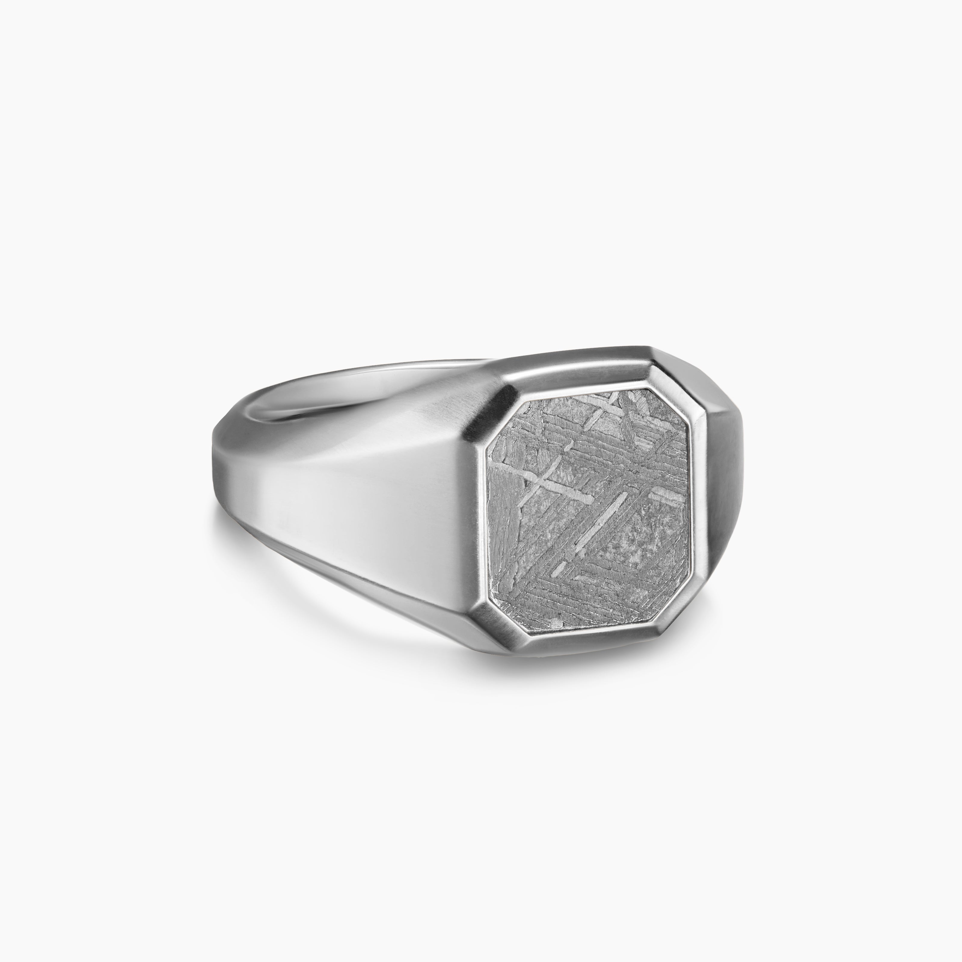 Mens Streamline Signet Ring in Sterling Silver, 14mm