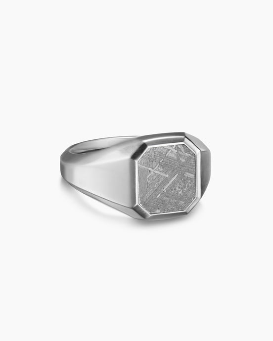 Streamline® Signet Ring in Sterling Silver with Meteorite, 14mm
