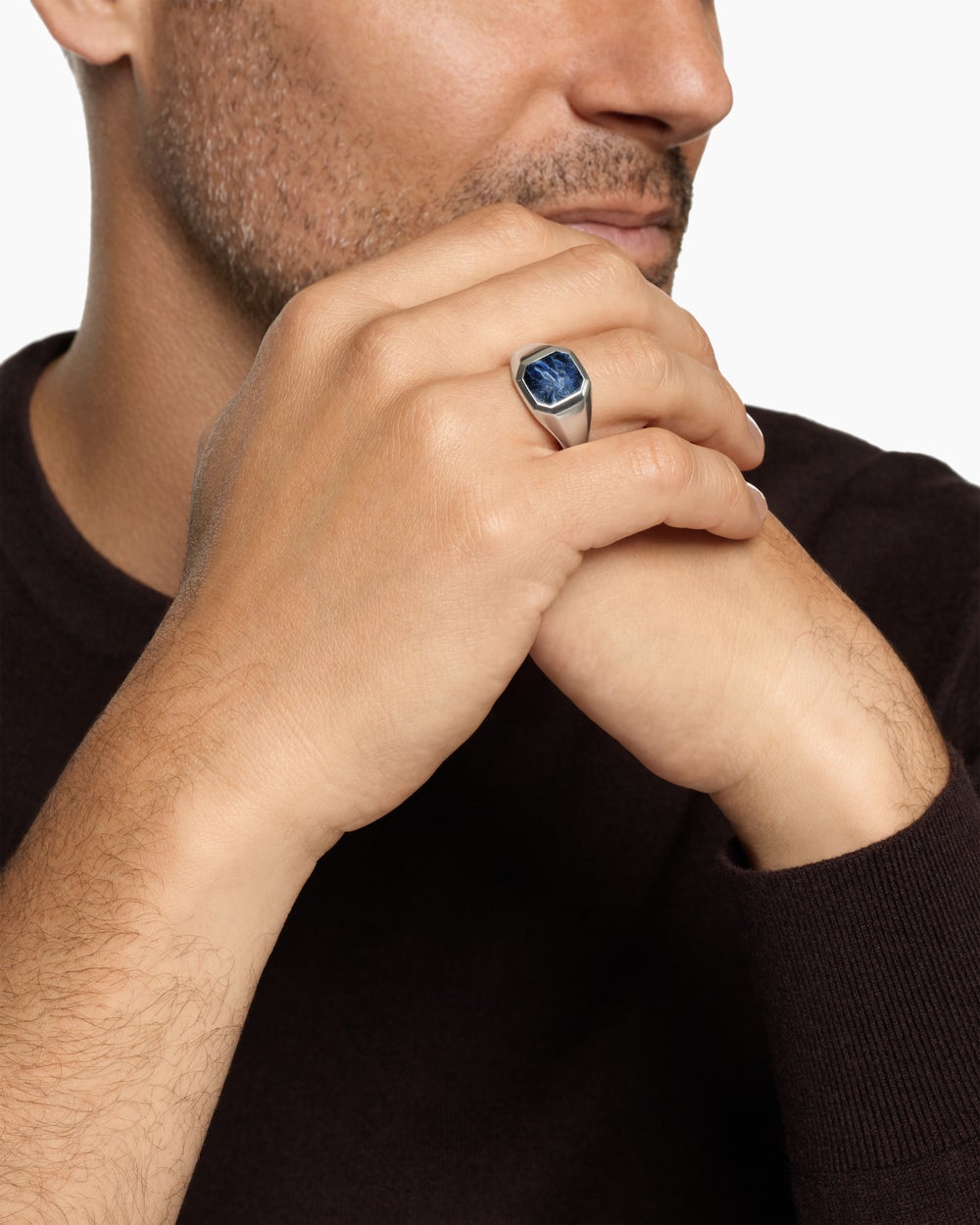Chevalière Streamline en argent sterling, 14 mm hommes