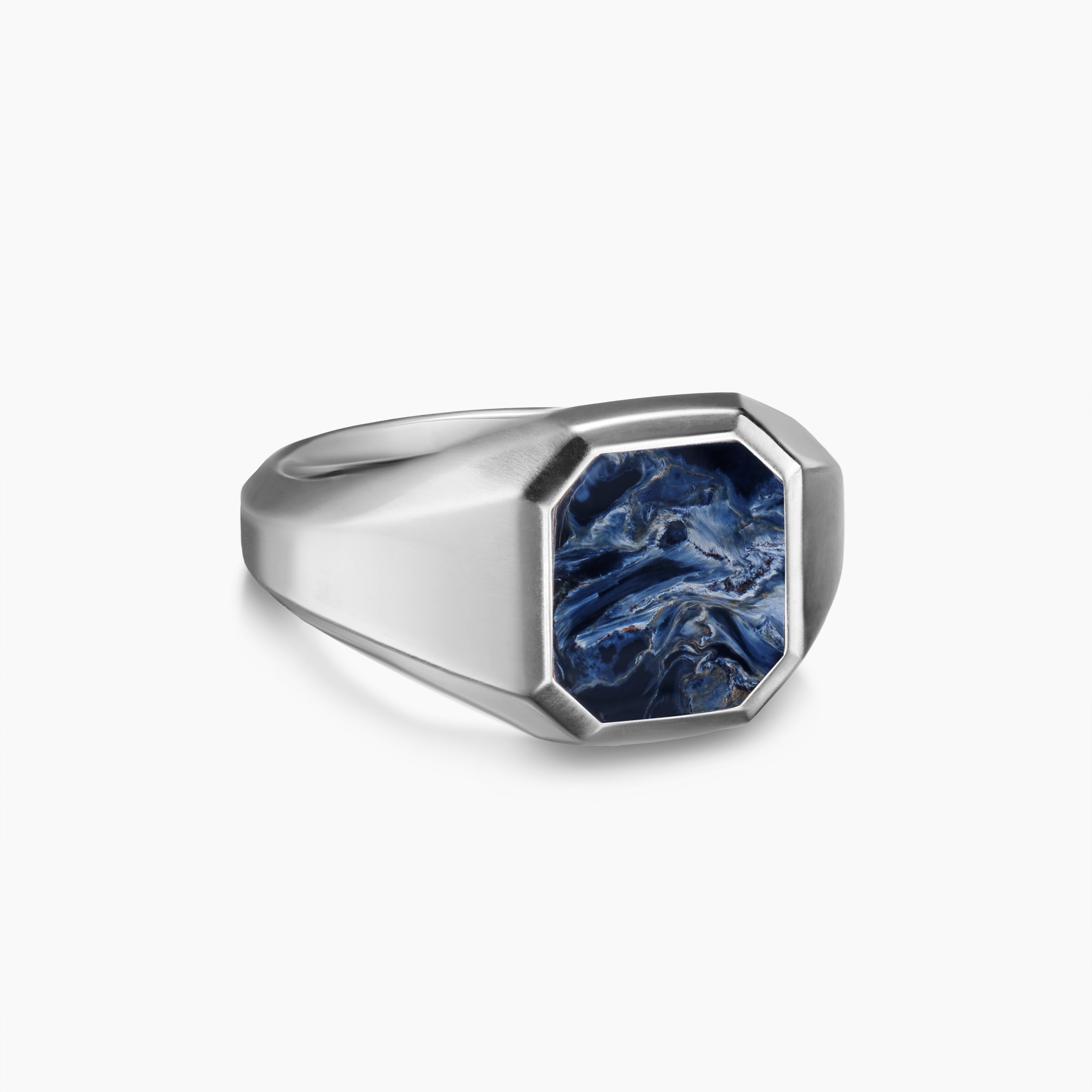 Mens Streamline Signet Ring in Sterling Silver, 14mm