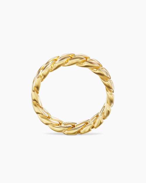 Mens Curb Chain Band Ring in 18K Yellow Gold, 6mm