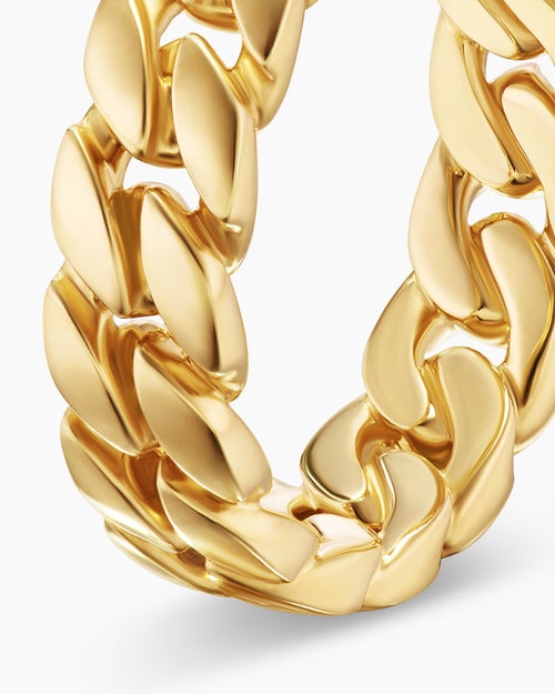 Mens Curb Chain Band Ring in 18K Yellow Gold, 6mm