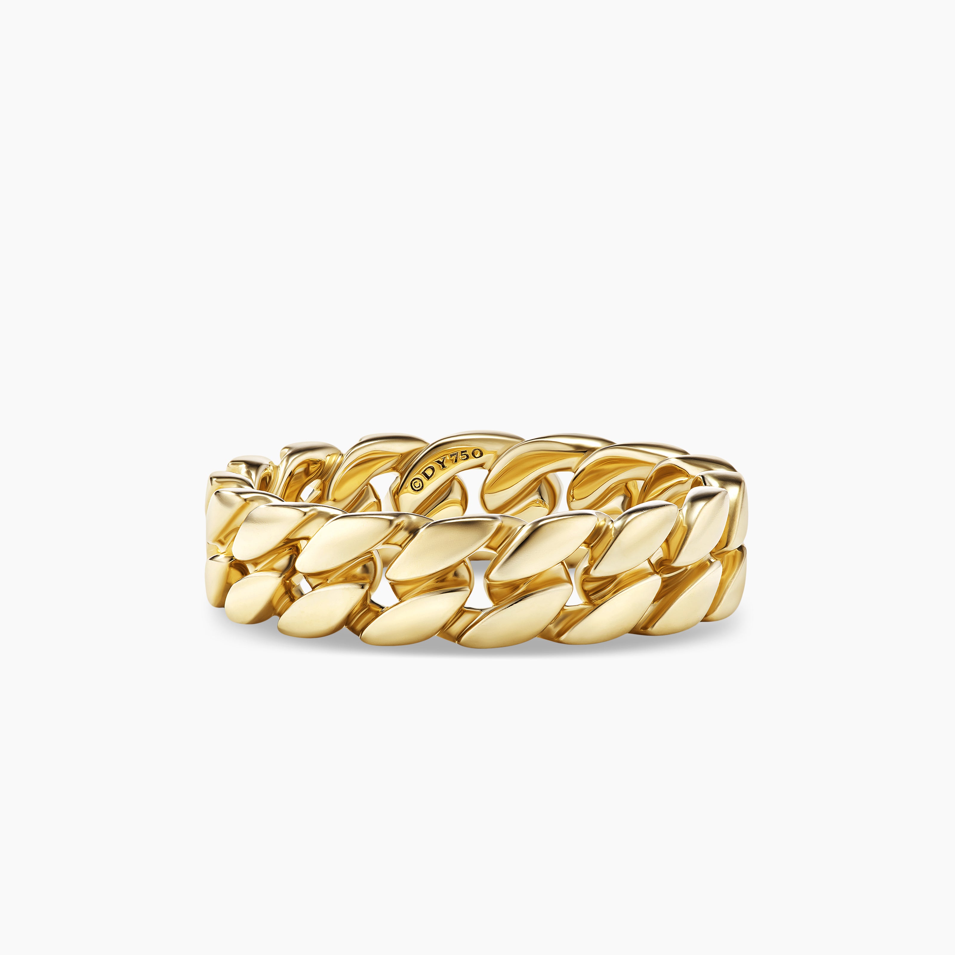 Mens Curb Chain Band Ring in 18K Yellow Gold, 6mm