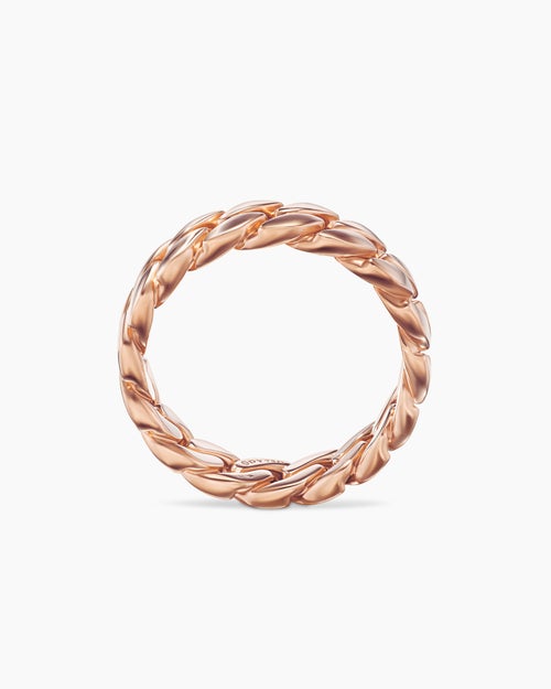 Mens Curb Chain Band Ring in 18K Rose Gold, 6mm