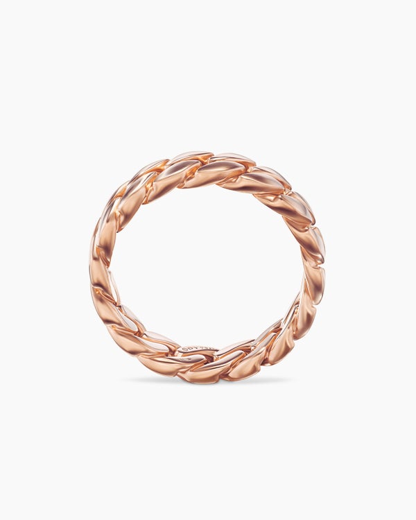 Curb Chain Band Ring in 18K Rose Gold, 6mm
