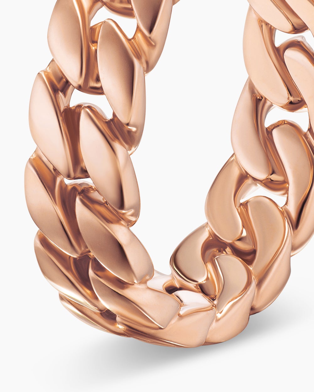 Mens Curb Chain Band Ring in 18K Rose Gold, 6mm