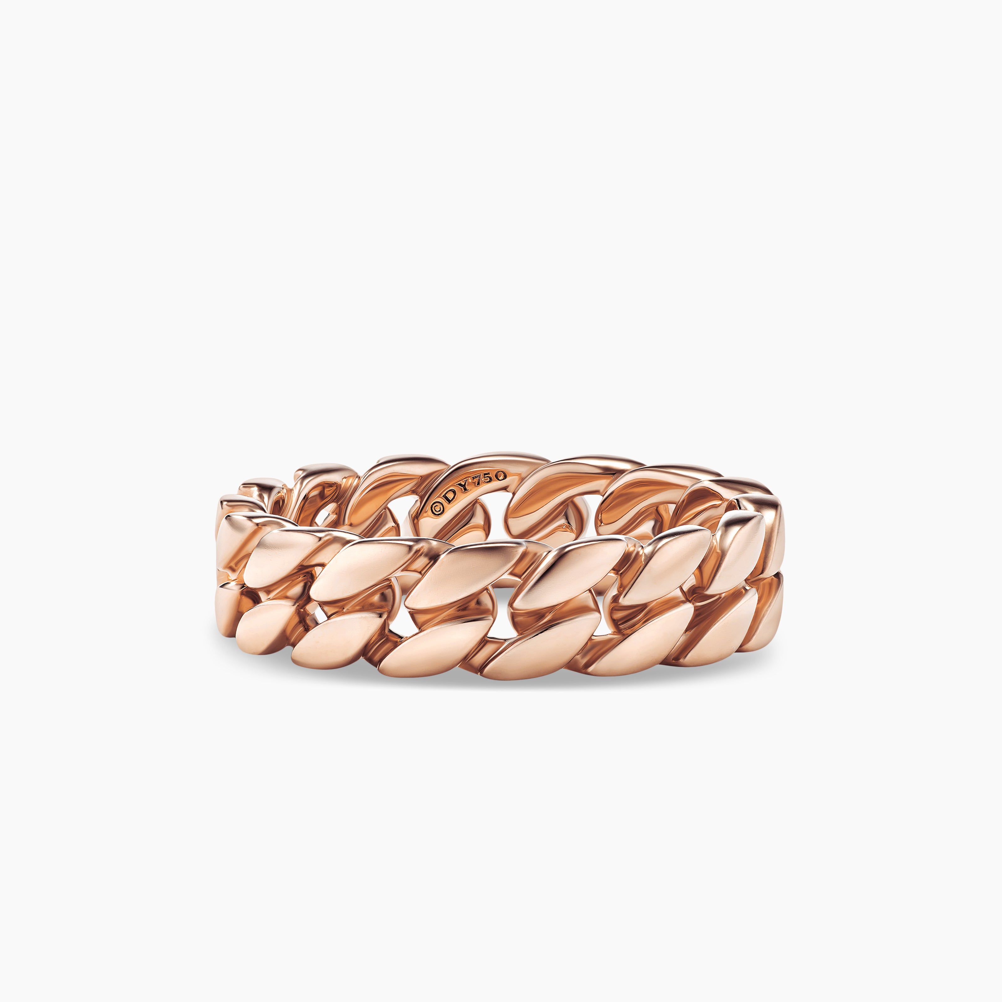 Mens Curb Chain Band Ring in 18K Rose Gold, 6mm