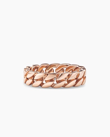 Curb Chain Band Ring in 18K Rose Gold, 6mm