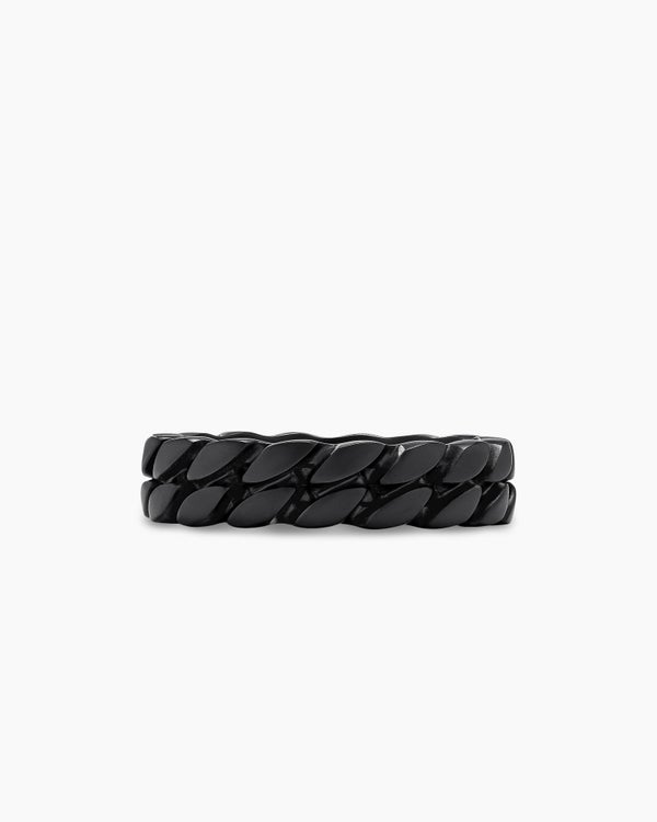 Curb Chain Band Ring in Black Titanium, 6mm