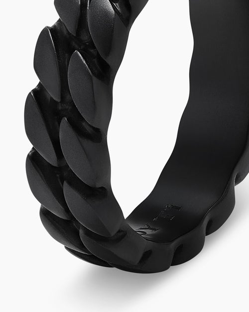 Mens Curb Chain Band Ring in Black Titanium, 6mm