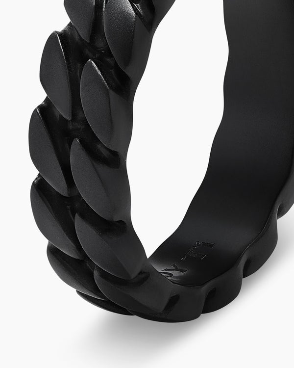 Curb Chain Band Ring in Black Titanium, 6mm