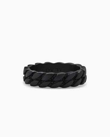 Curb Chain Band Ring in Black Titanium, 6mm