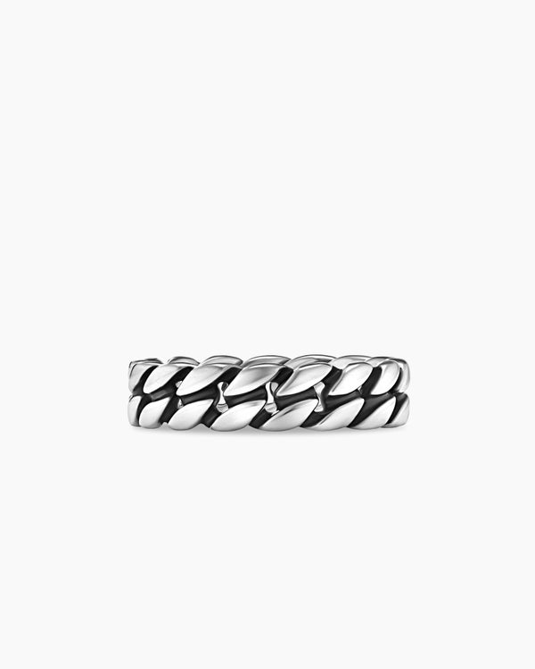 Curb Chain Band Ring in Sterling Silver, 6mm