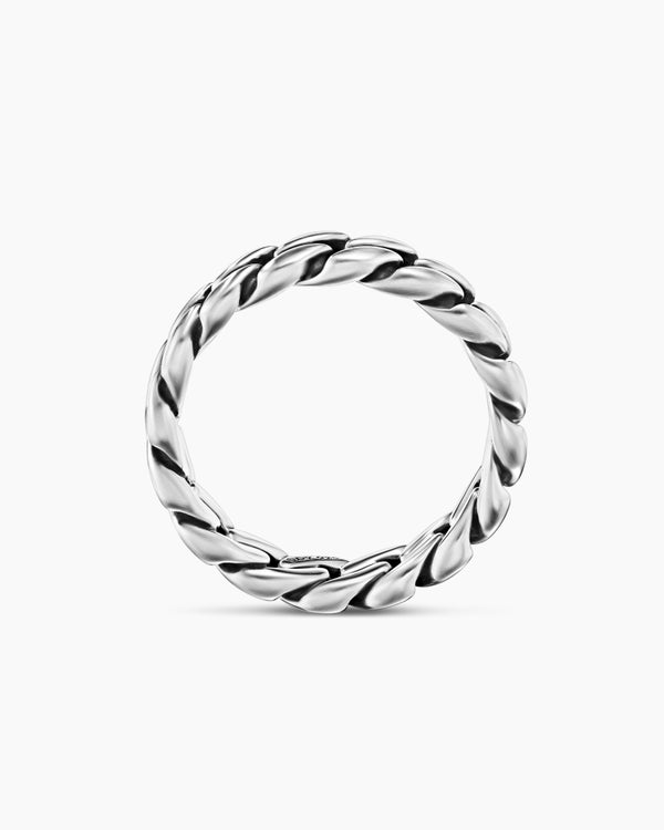 Curb Chain Band Ring in Sterling Silver, 6mm