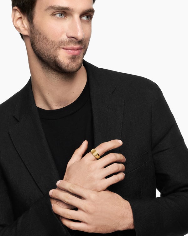 Bague bande de cigare Streamline en or jaune 18 carats, 10,5 mm