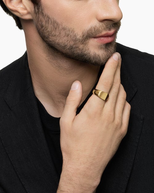 Mens Streamline Cigar Band Ring in 18K Yellow Gold, 10.5mm