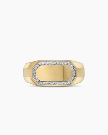 Streamline® Cigar Band Ring in 18K Yellow Gold with Diamonds, 10.5mm
