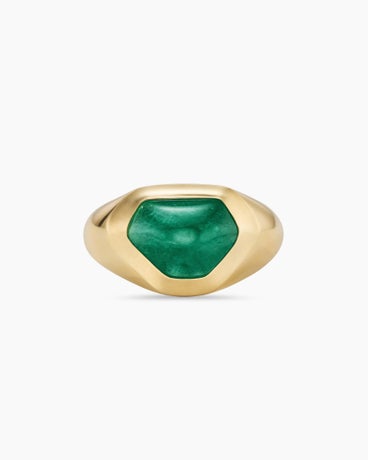 Shipwreck Signet Ring in 18K Yellow Gold with Emerald, 14.5mm